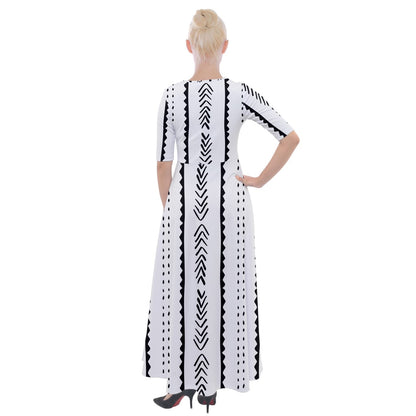 African | Ethnic | Mudcloth | #20 Half Sleeves Maxi Dress