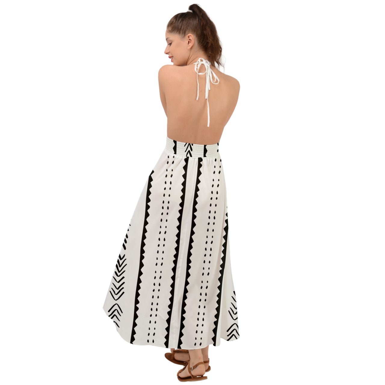 African | Ethnic | Mudcloth | #20 Backless Maxi Beach Dress