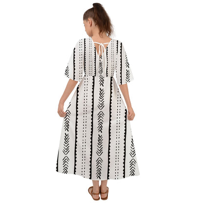 African | Ethnic | Mudcloth | #20 Kimono Sleeve Boho Dress