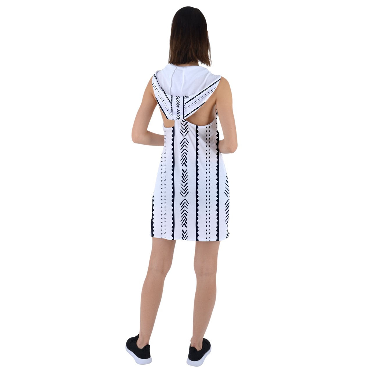 African | Ethnic | Mudcloth | #20 Racer Back Hoodie Dress