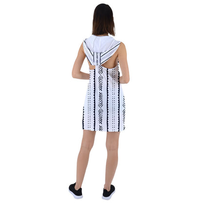 African | Ethnic | Mudcloth | #20 Racer Back Hoodie Dress