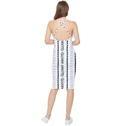 African | Ethnic | Mudcloth | #20 Bodycon Cross Back Summer Dress