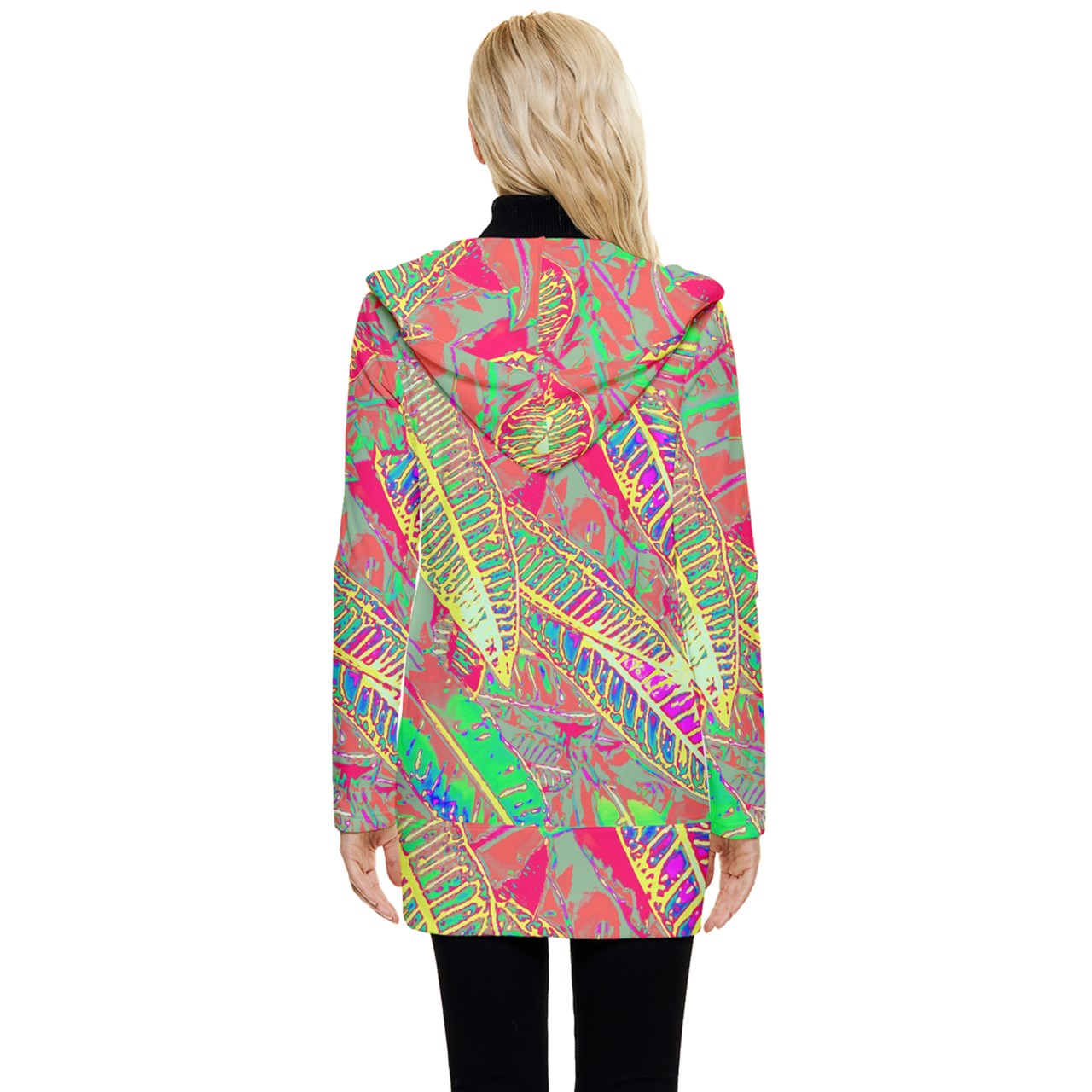 Rainbow croton Button Up Hooded Coat - Luxtrini, LLC