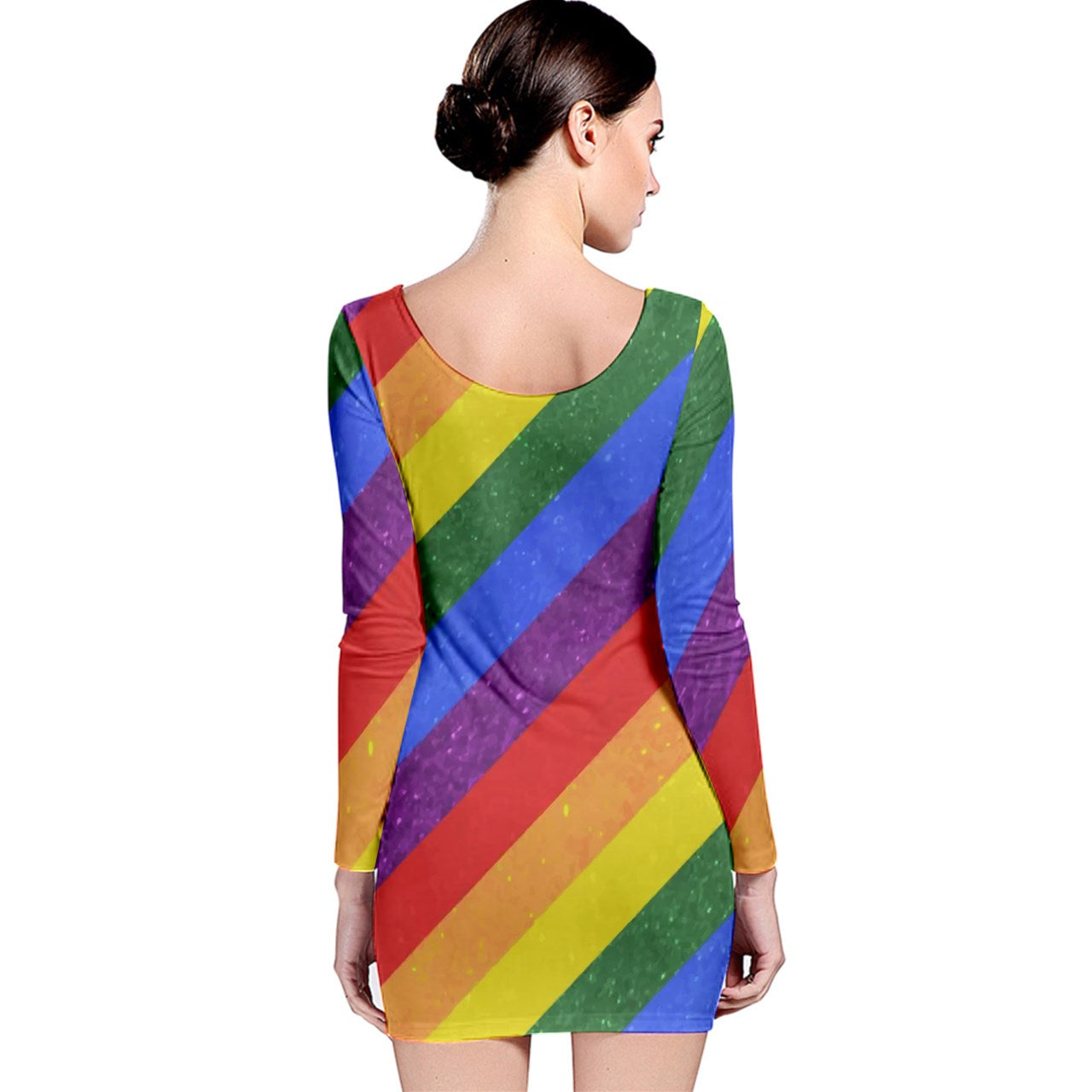 Long Sleeve Bodycon Dress - Rainbow Pride - Luxtrini, LLC