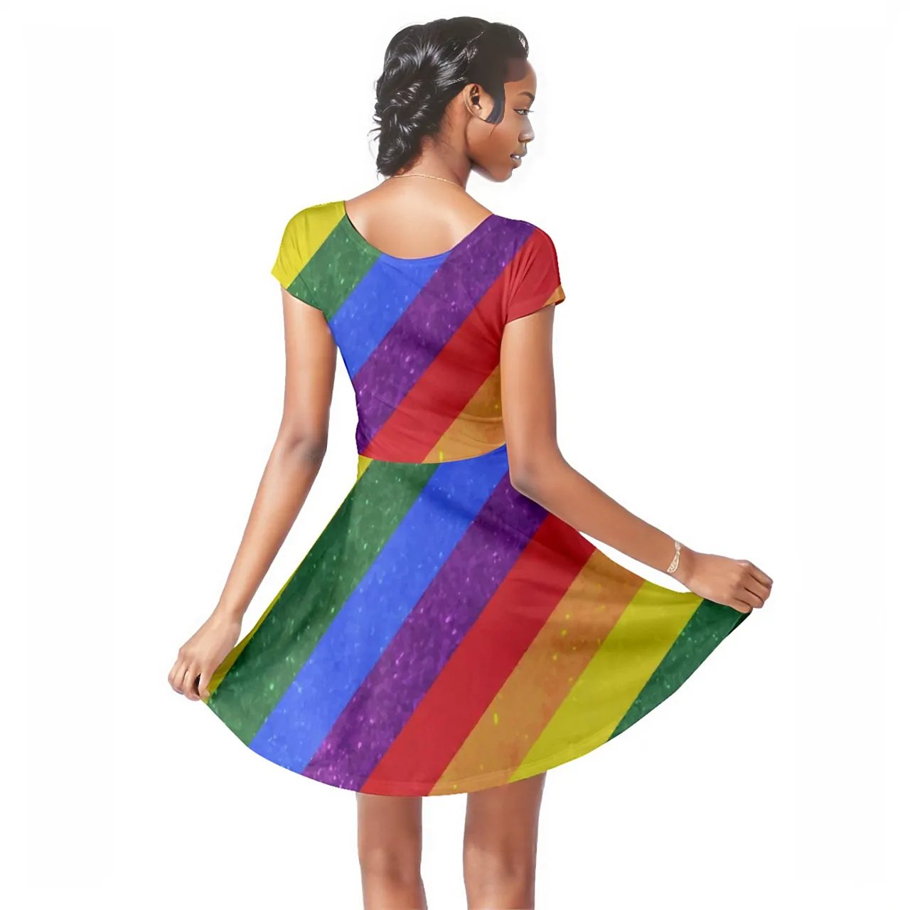 Cap Sleeve Dress - Rainbow Pride - Luxtrini, LLC