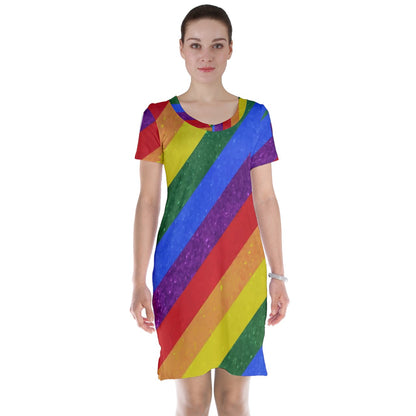 Rainbow Pride Short Sleeve Nightdress - Luxtrini, LLC