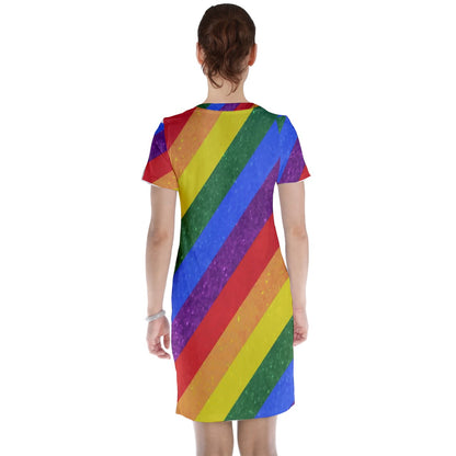 Rainbow Pride Short Sleeve Nightdress - Luxtrini, LLC