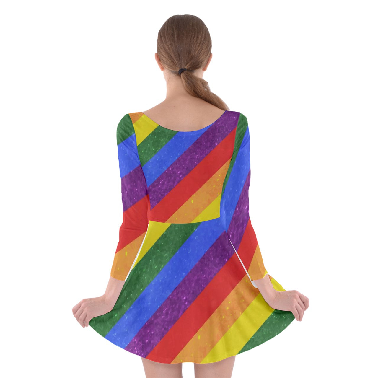 Long Sleeve Skater Dress - Rainbow Pride - Luxtrini, LLC