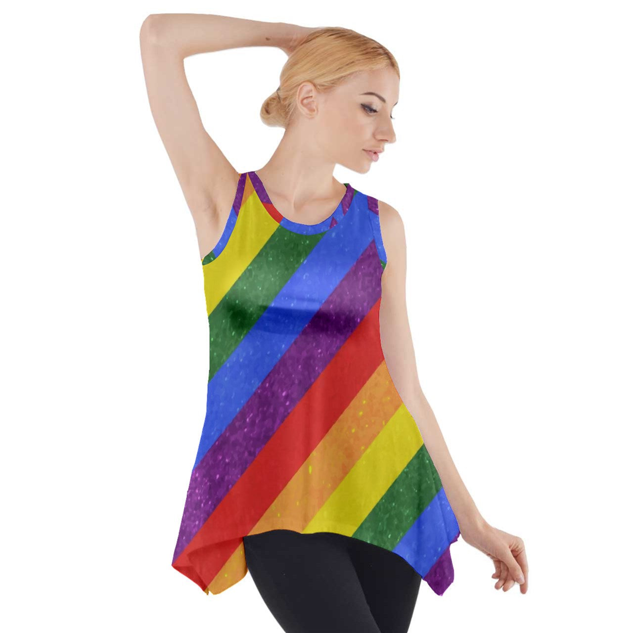 Rainbow Pride Side Drop Tank Tunic - Luxtrini, LLC