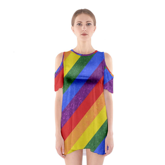 Shoulder Cutout One Piece Dress - Rainbow Pride - Luxtrini, LLC