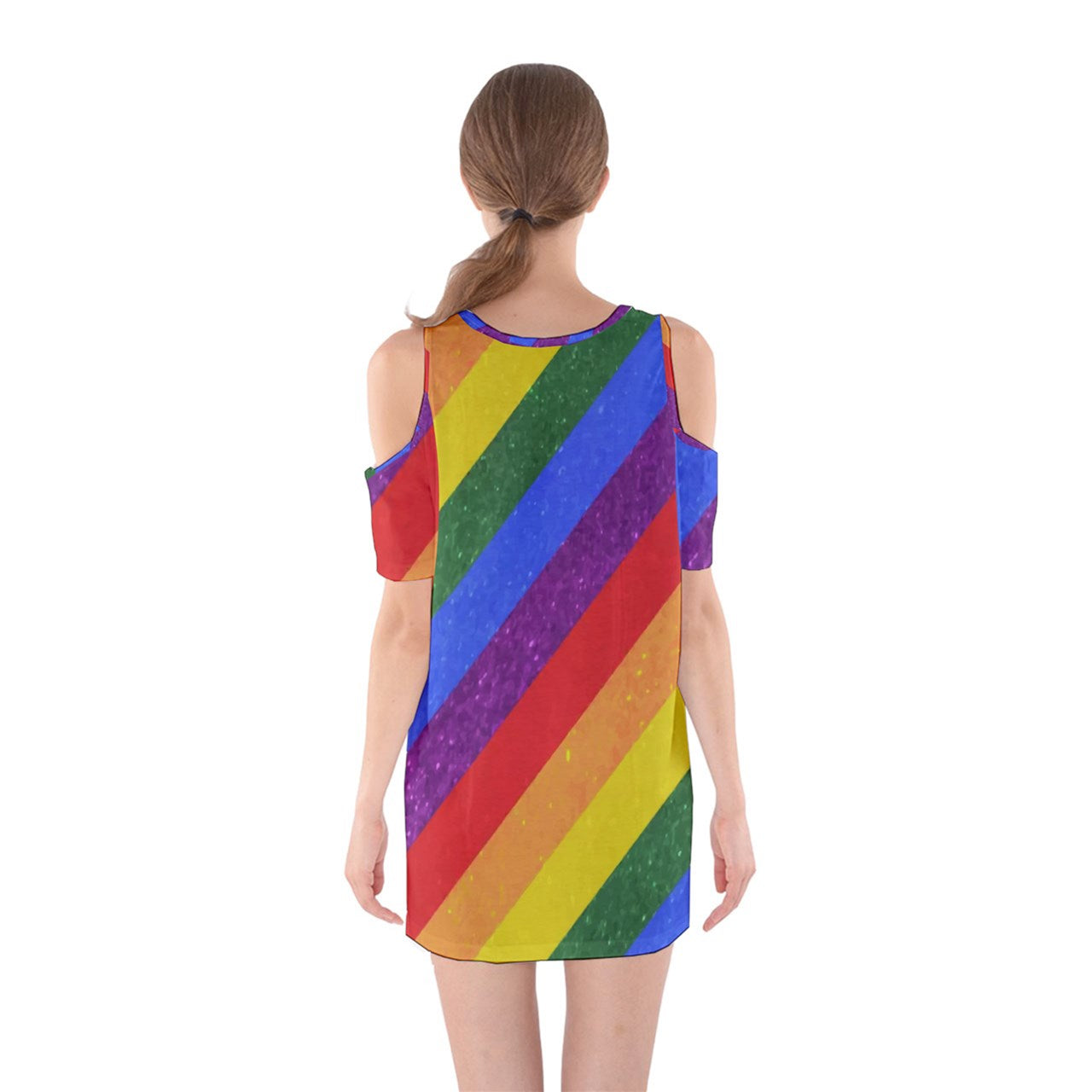 Shoulder Cutout One Piece Dress - Rainbow Pride - Luxtrini, LLC