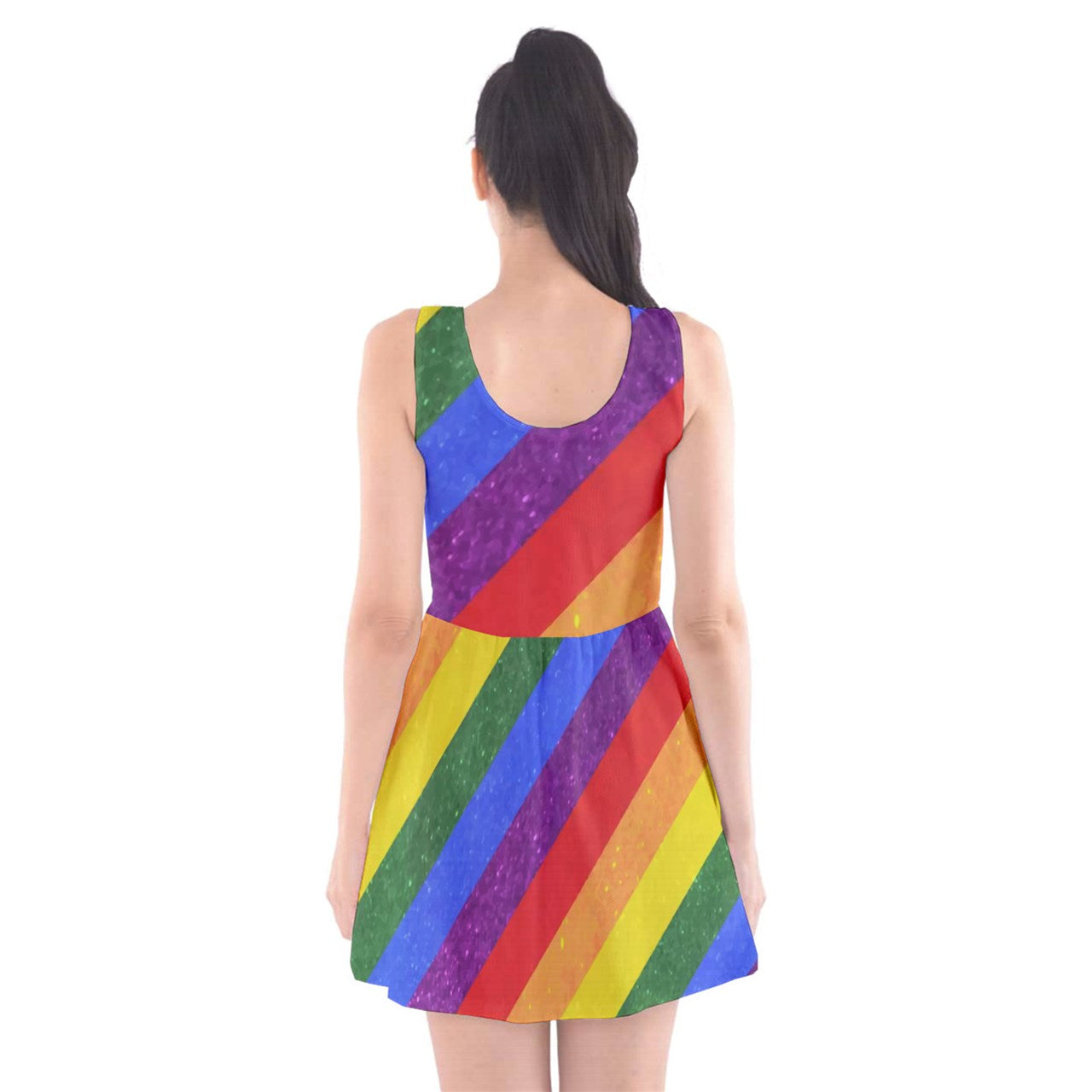 Scoop Neck Skater Dress - Rainbow Pride - Luxtrini, LLC