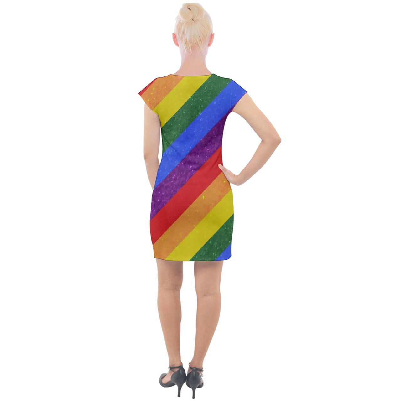 Cap Sleeve Bodycon Dress - Rainbow Pride - Luxtrini, LLC