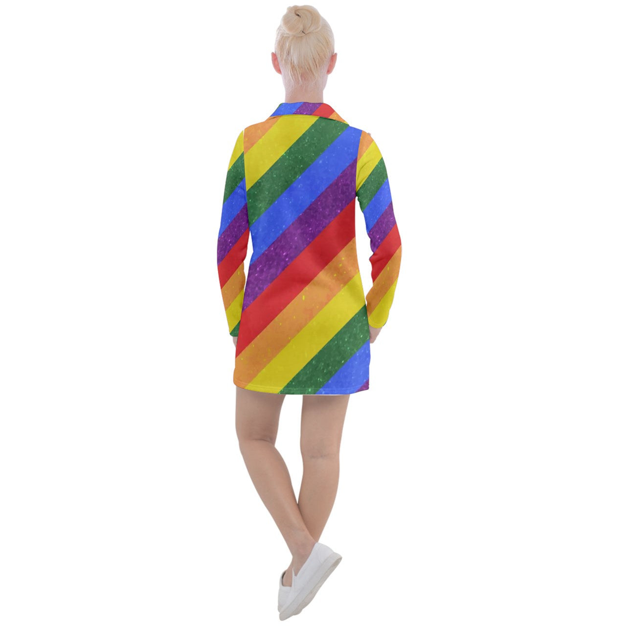 Women's Long Sleeve Casual Dress - Rainbow Pride - Luxtrini, LLC