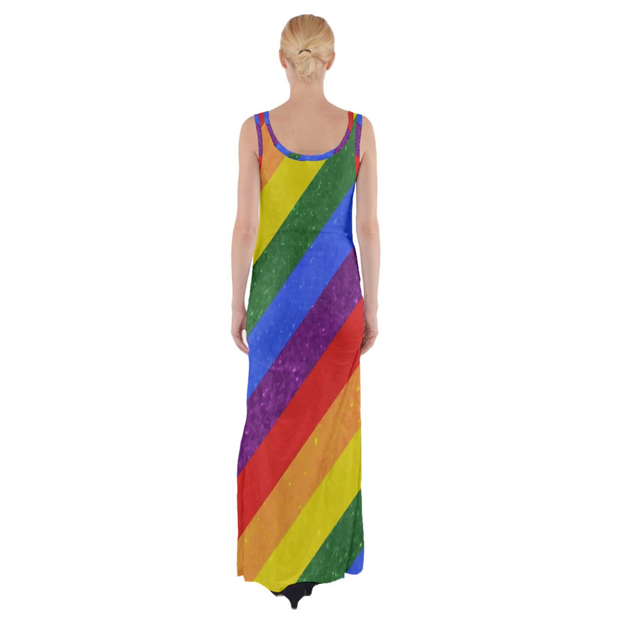 Thigh Split Maxi Dress - Rainbow Pride - Luxtrini, LLC