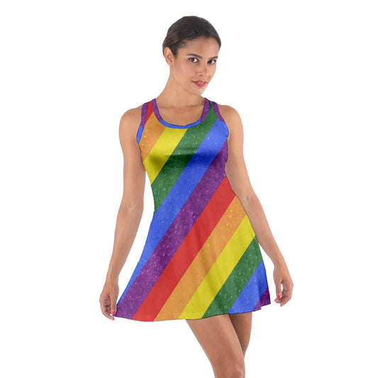 Cotton Racerback Dress - Rainbow Pride - Luxtrini, LLC