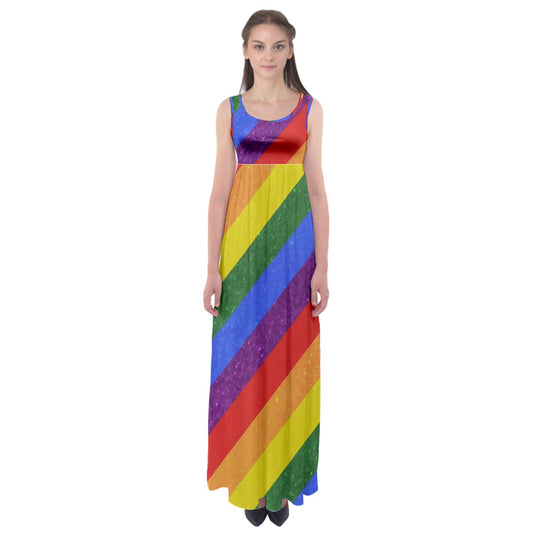 Empire Waist Maxi Dress - Rainbow Pride - Luxtrini, LLC