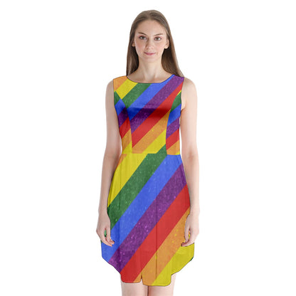 Sleeveless Chiffon Dress - Rainbow Pride - Luxtrini, LLC