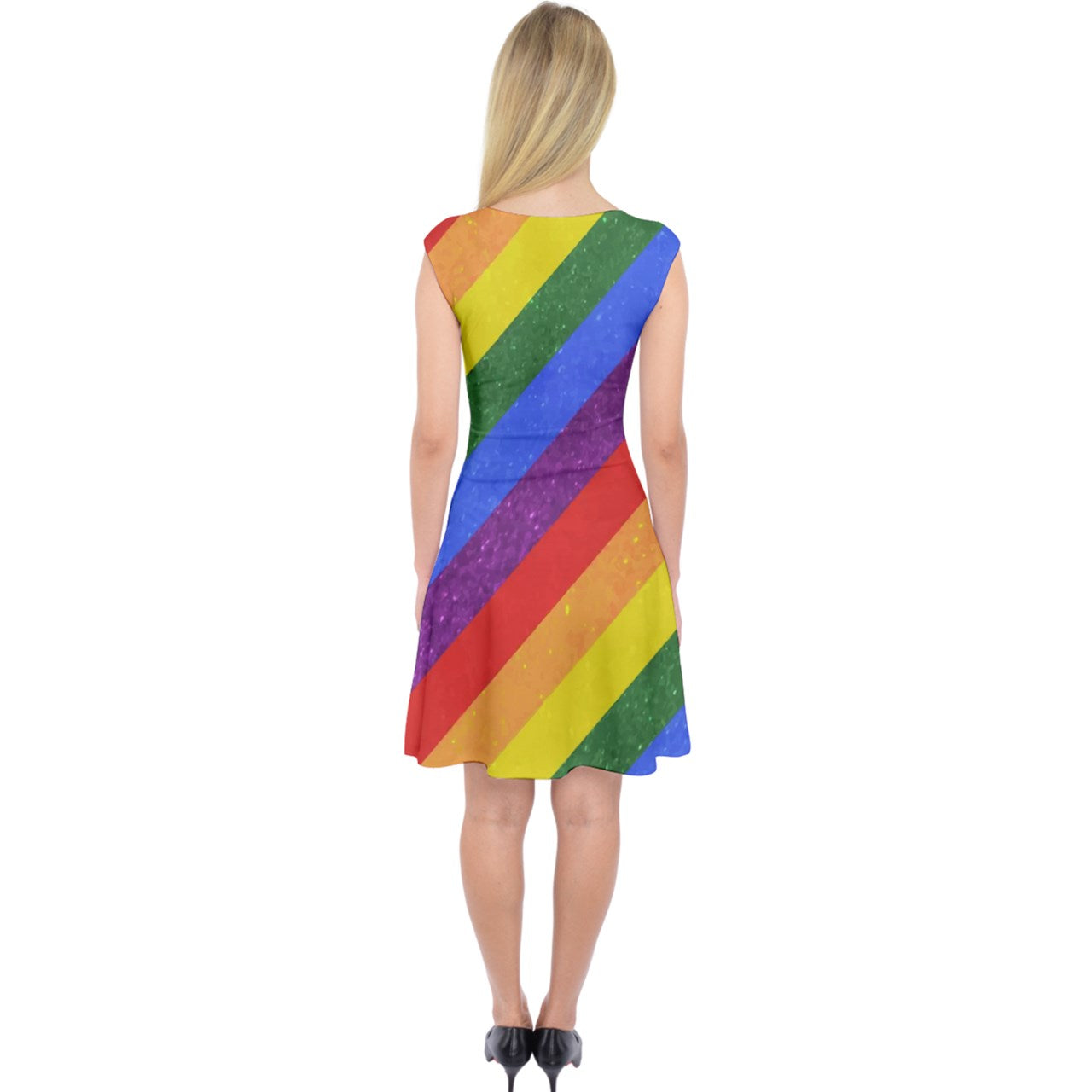 Capsleeve Midi Dress - Rainbow Pride - Luxtrini, LLC