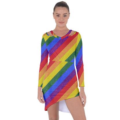 Rainbow Pride Asymmetric Cut-Out Shift Dress - Luxtrini, LLC