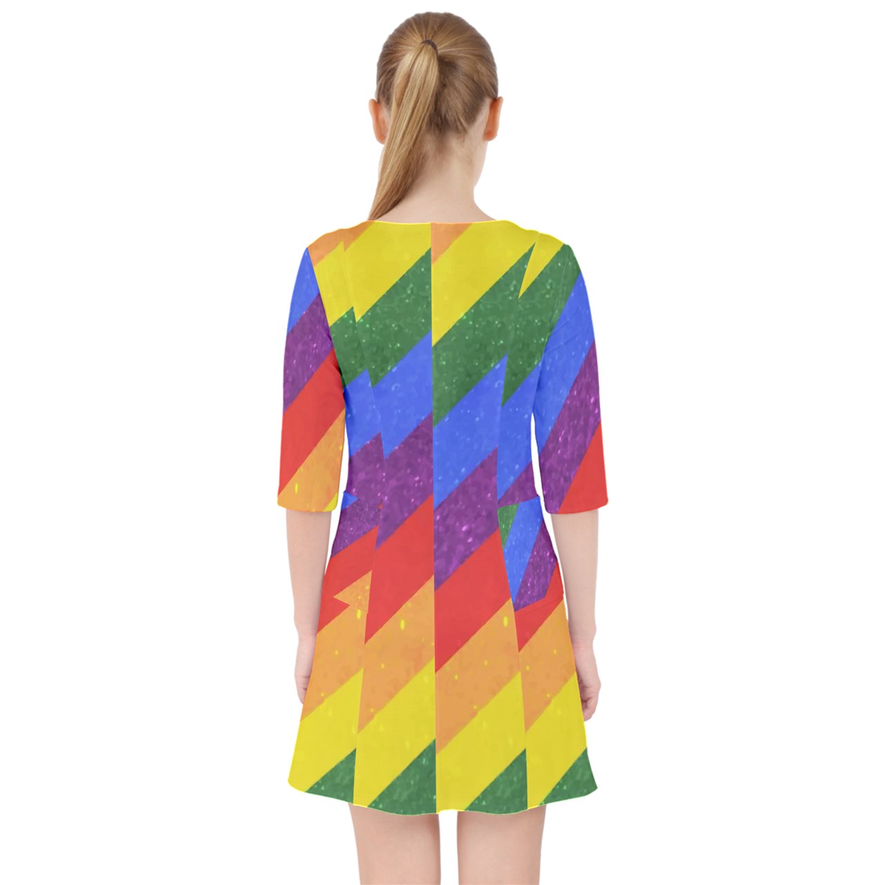 Quarter Sleeve Pocket Dress - Rainbow Pride - Luxtrini, LLC