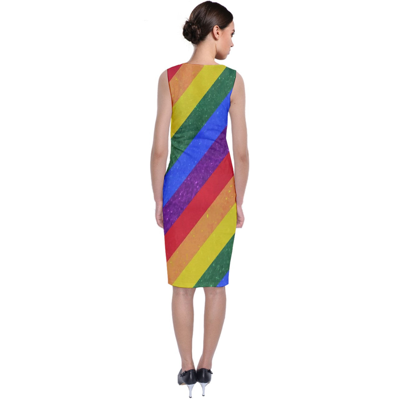 Sleeveless Velvet Midi Dress - Rainbow Pride - Luxtrini, LLC