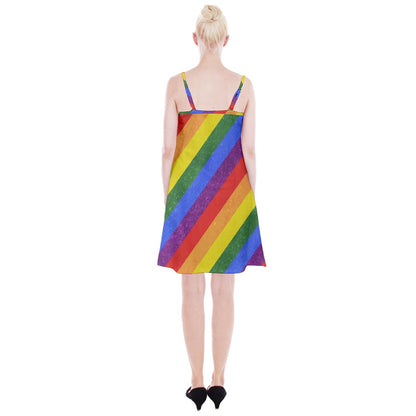 Spaghetti Strap Velvet Dress - Rainbow Pride - Luxtrini, LLC