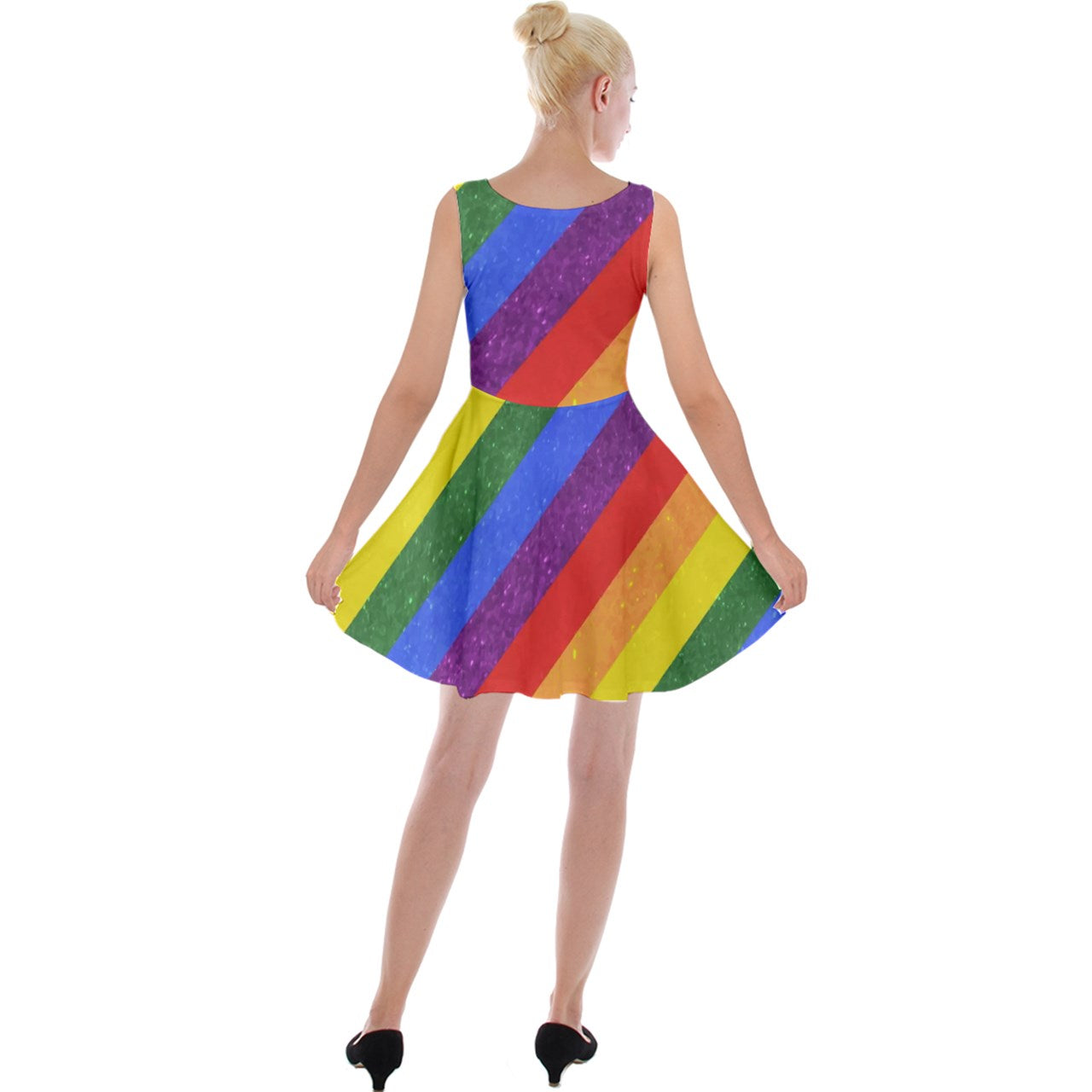 Velvet Skater Dress - Rainbow Pride - Luxtrini, LLC