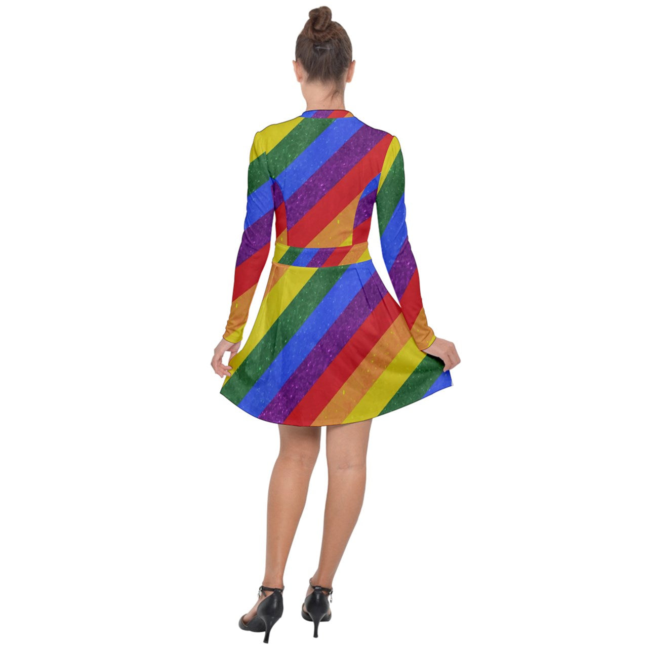 Long Sleeve Panel Dress - Rainbow Pride - Luxtrini, LLC