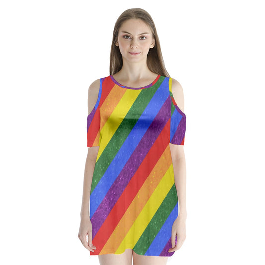 Shoulder Cutout Velvet One Piece - Rainbow Pride - Luxtrini, LLC