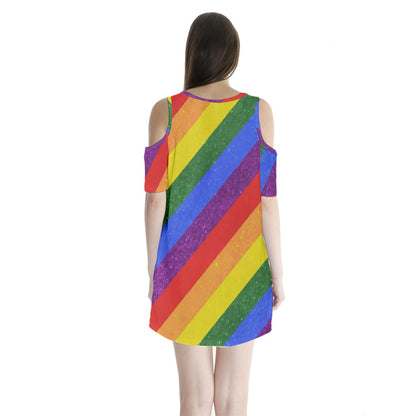 Shoulder Cutout Velvet One Piece - Rainbow Pride - Luxtrini, LLC