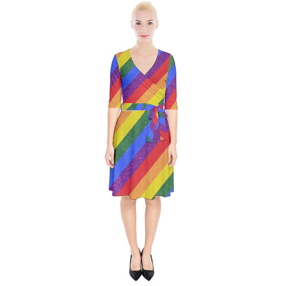 Wrap Up Cocktail Dress - Rainbow Pride - Luxtrini, LLC