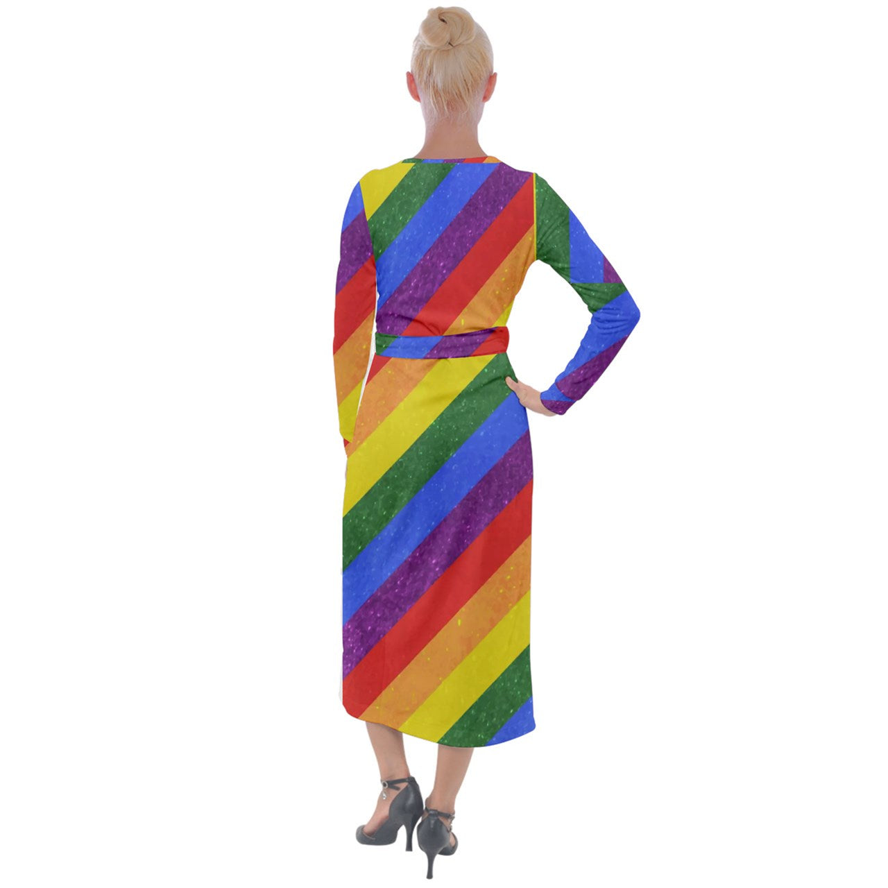 Velvet Maxi Wrap Dress - Rainbow Pride - Luxtrini, LLC