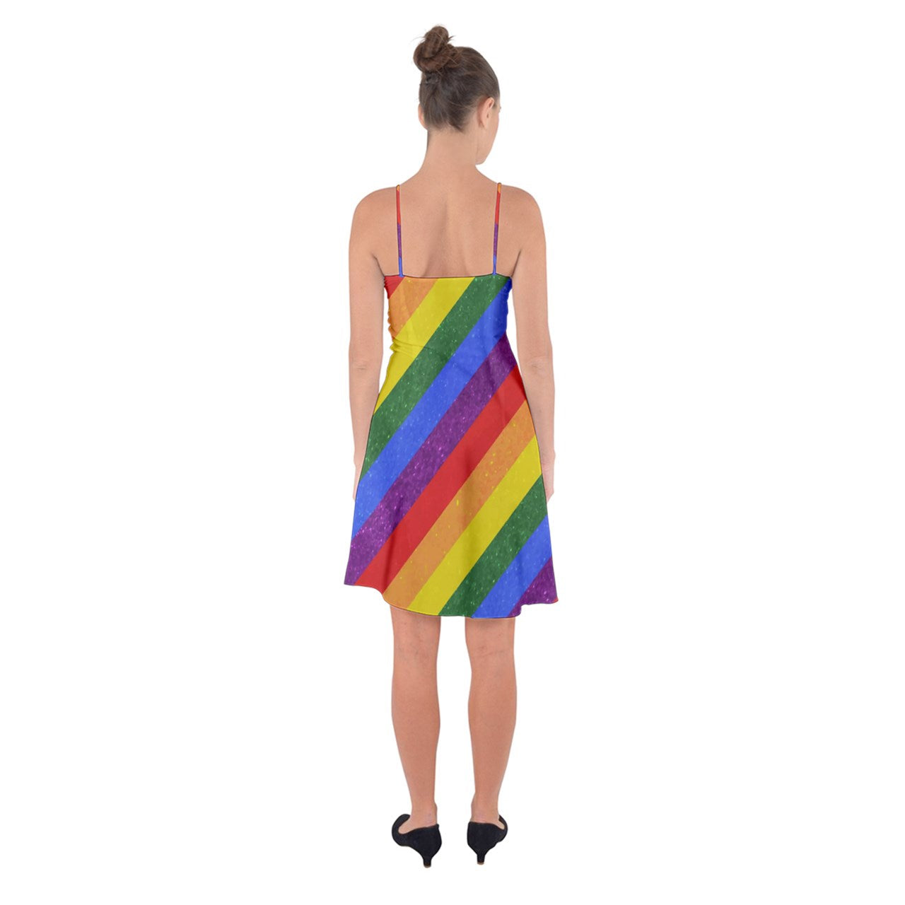 Ruffle Detail Chiffon Dress - Rainbow Pride - Luxtrini, LLC