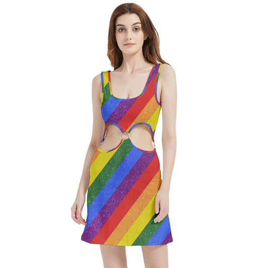 Velvet Cutout Dress - Rainbow Pride - Luxtrini, LLC