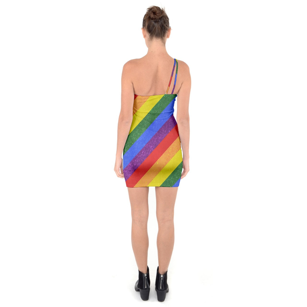 One Shoulder Bodycon Dress - Rainbow Pride - Luxtrini, LLC