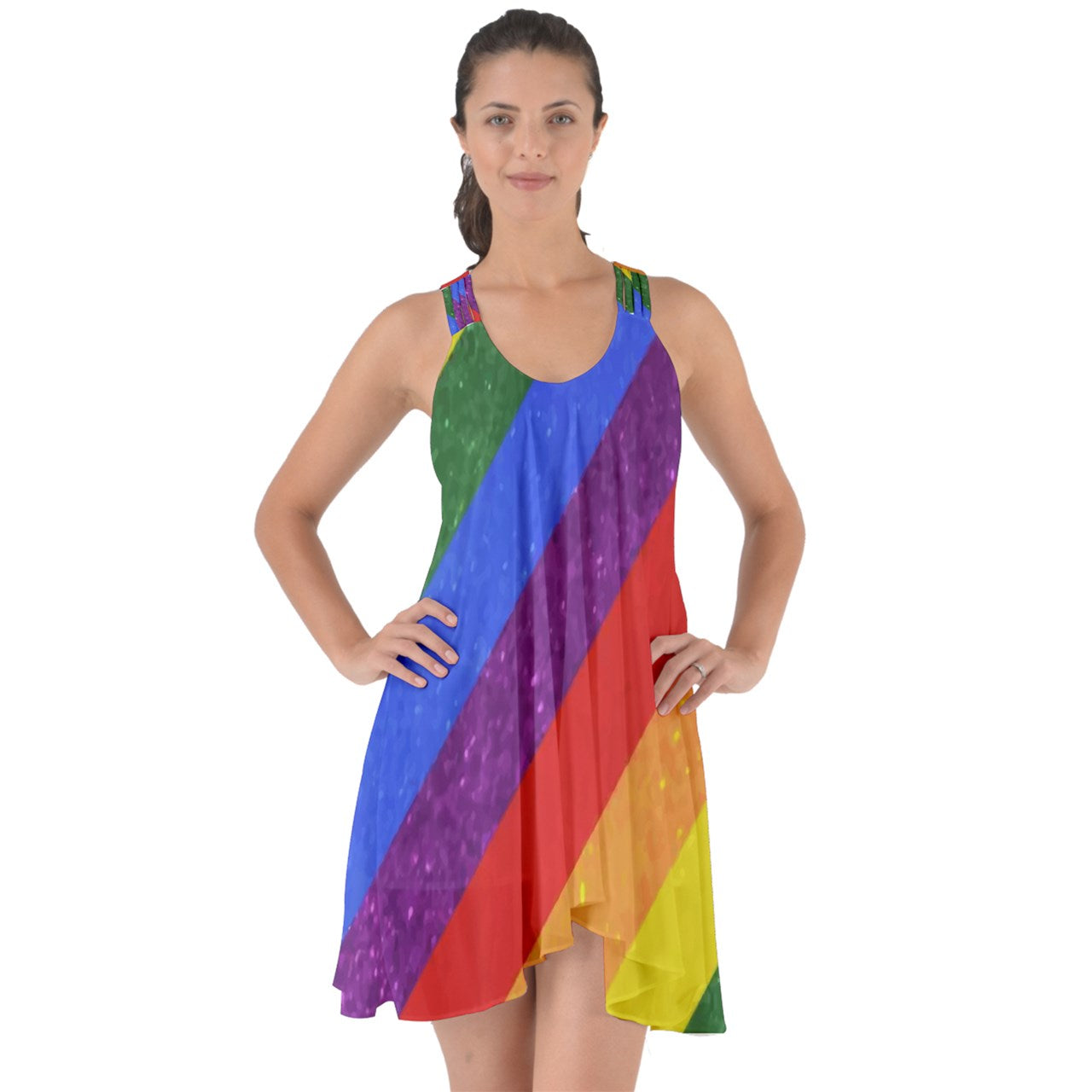 Show Some Back Chiffon Dress - Rainbow Pride - Luxtrini, LLC