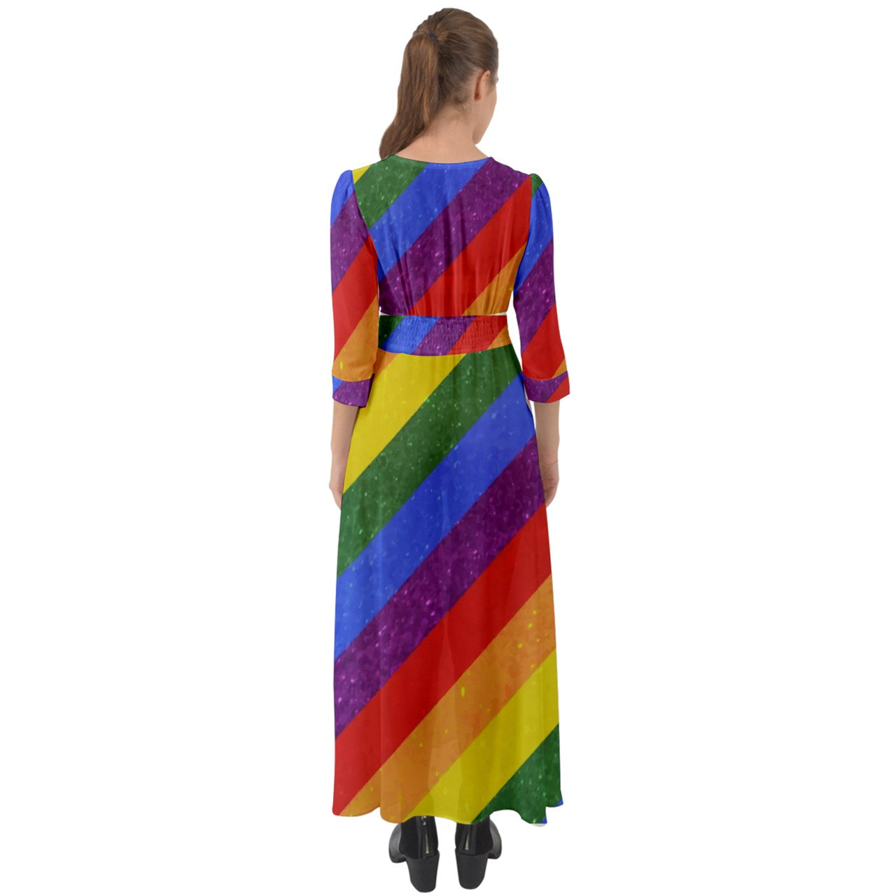 Button Up Boho Maxi Dress - Rainbow Pride - Luxtrini, LLC