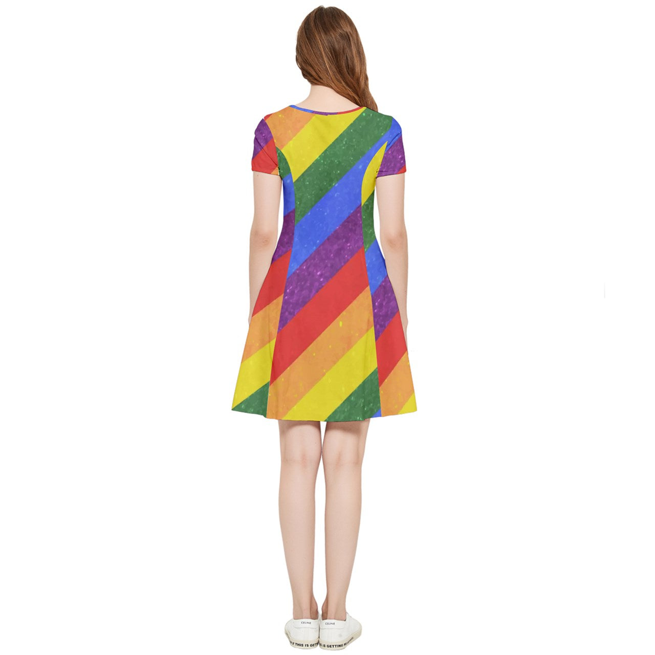 Inside Out Cap Sleeve Dress - Rainbow Pride - Luxtrini, LLC