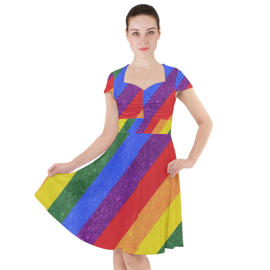 Cap Sleeve Midi Dress - Rainbow Pride - Luxtrini, LLC