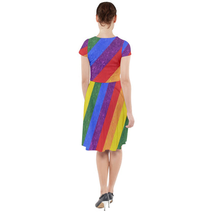 Cap Sleeve Midi Dress - Rainbow Pride - Luxtrini, LLC