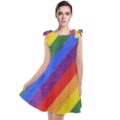 Tie Up Tunic Dress - Rainbow Pride - Luxtrini, LLC