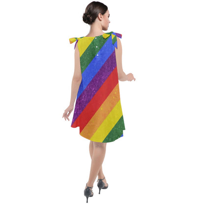 Tie Up Tunic Dress - Rainbow Pride - Luxtrini, LLC