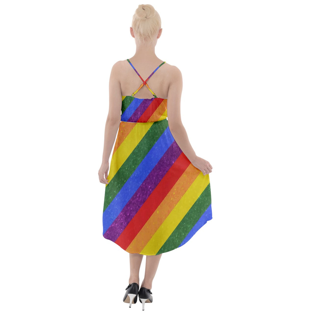 High-Low Halter Chiffon Dress - Rainbow Pride - Luxtrini, LLC