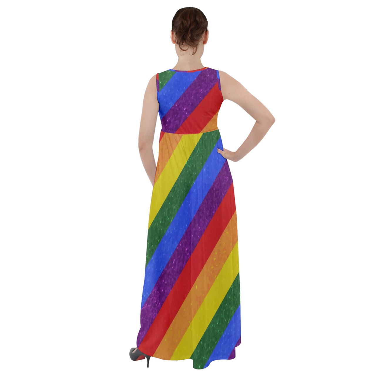 Empire Waist Velour Maxi Dress - Rainbow Pride - Luxtrini, LLC