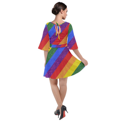 Velour Kimono Dress - Rainbow Pride - Luxtrini, LLC