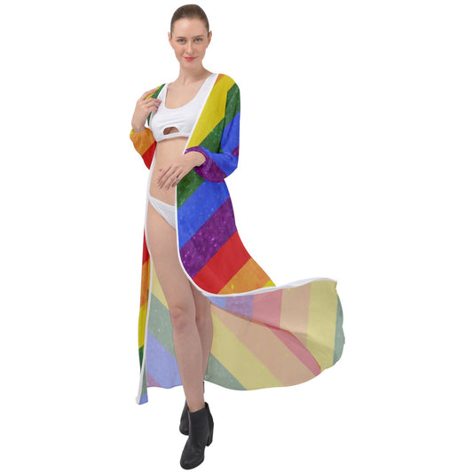 Maxi Chiffon Beach Wrap - Rainbow Pride - Luxtrini, LLC