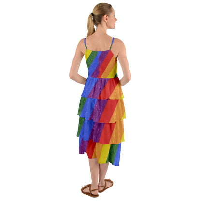 Layered Bottom Dress Midi Sleeveless Dress - Rainbow Pride - Luxtrini, LLC