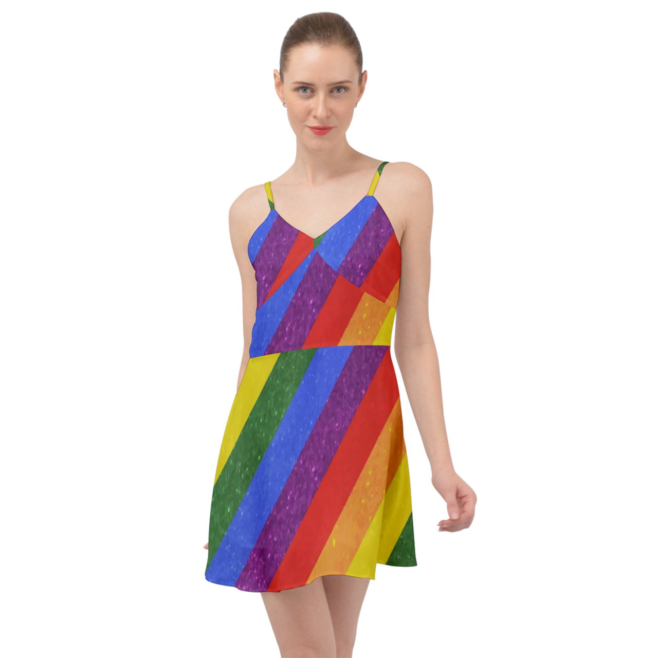 Summer Time Chiffon Dress - Rainbow Pride - Luxtrini, LLC