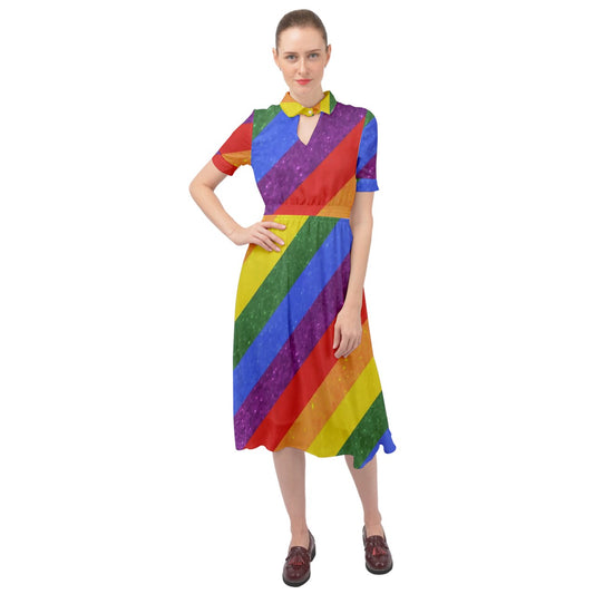 Keyhole Neckline Chiffon Dress - Rainbow Pride - Luxtrini, LLC